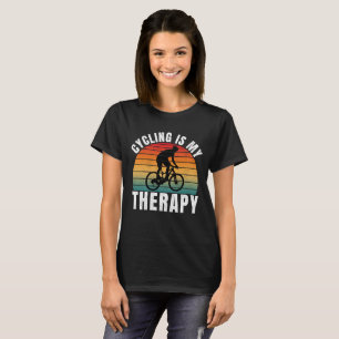 Cycling is my therapy Funny Vintage Typography T-Shirt