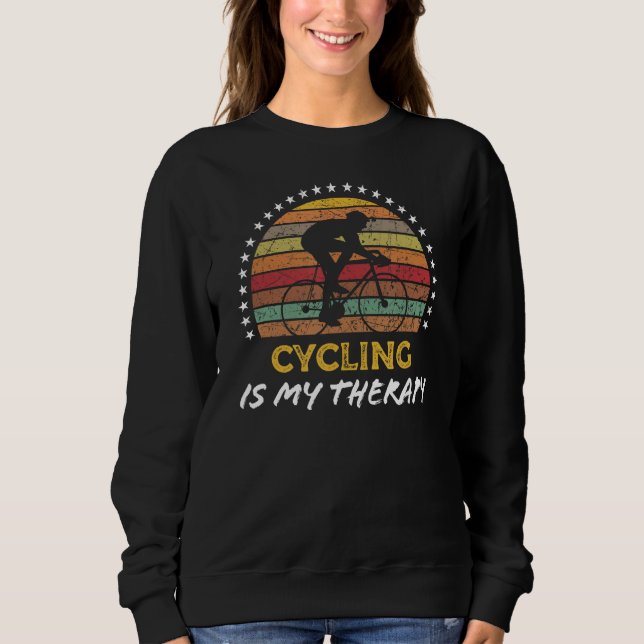 Cycling Is My Therapy Retro Bike Rider Graphic Sweatshirt (Front)