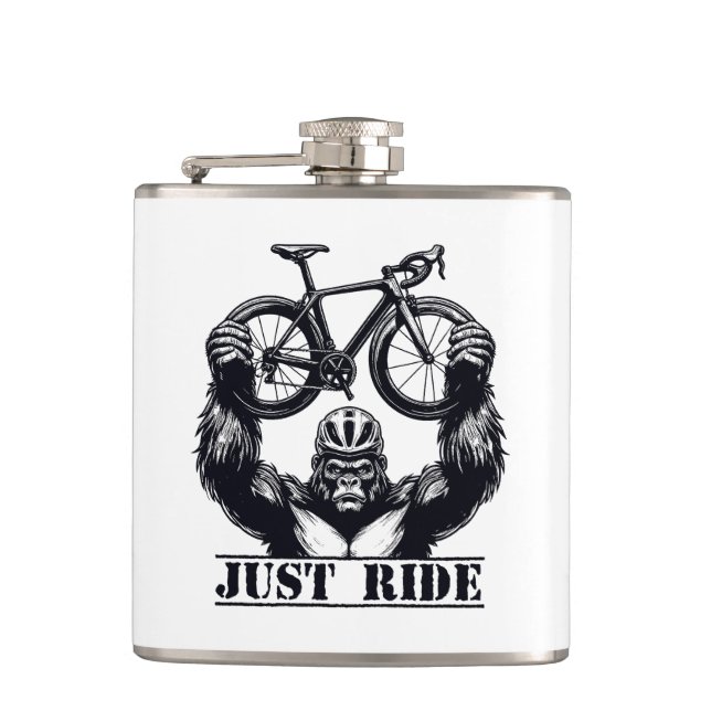 Cycling Just Ride Gorilla Hip Flask (Front)