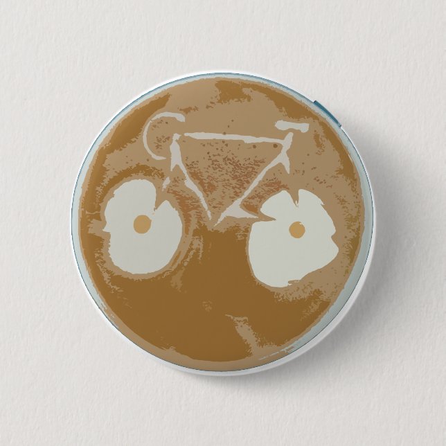 Cycling Latte Art 6 Cm Round Badge (Front)