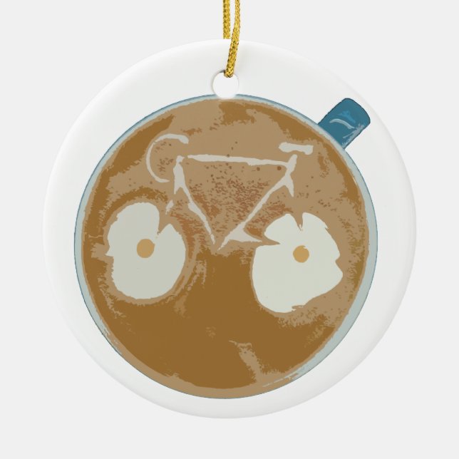 Cycling Latte Art Ceramic Ornament (Front)