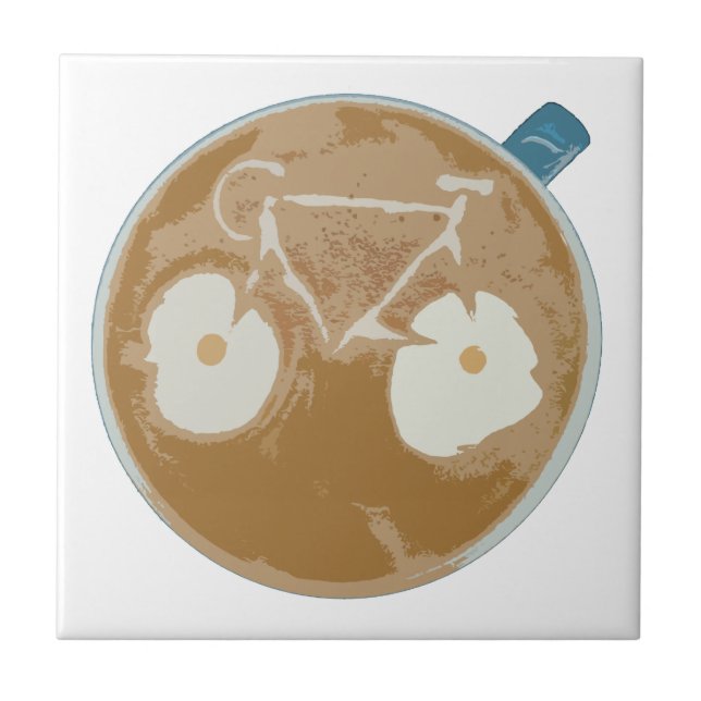 Cycling Latte Art Ceramic Tile (Front)