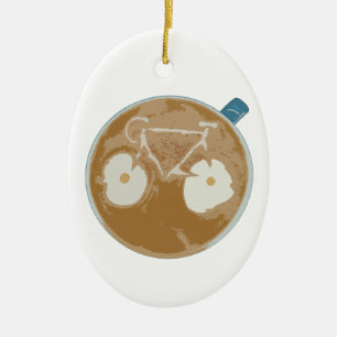 Cycling Latte Art Ceramic Tree Decoration