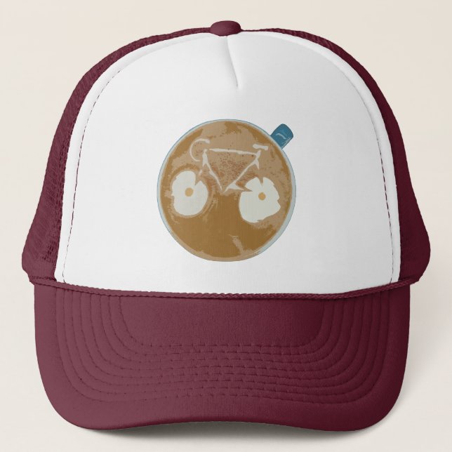 Cycling Latte Art Trucker Hat (Front)