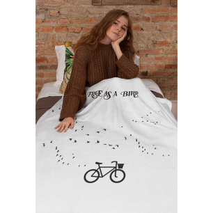 Cycling Life, free as a bird customisable Fleece Blanket