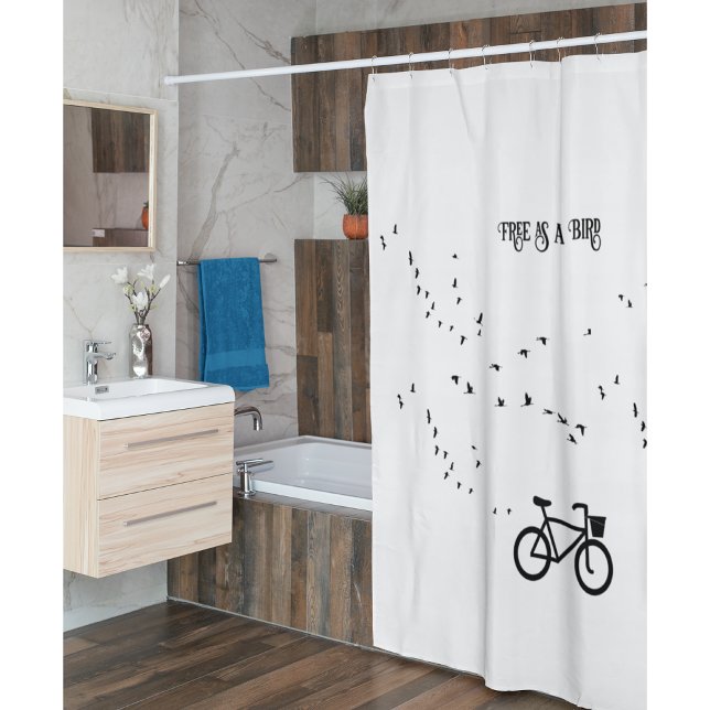 Cycling Life, free as a bird customisable Shower Curtain (Creator Uploaded)