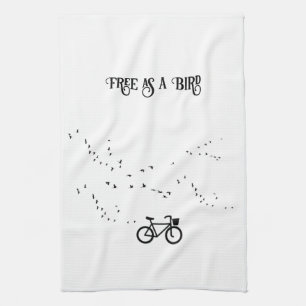 Cycling Life, free as a bird customisable Tea Towel