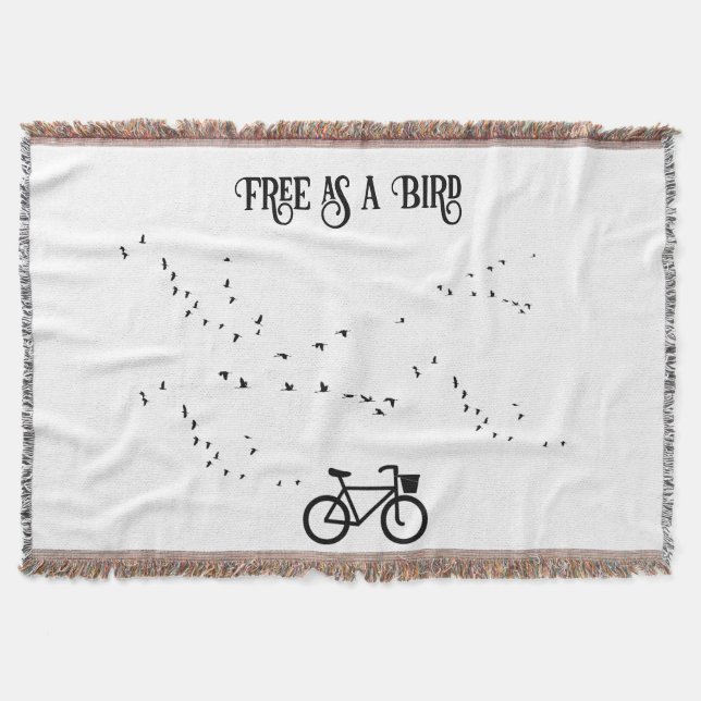 Cycling Life, free as a bird customisable Throw Blanket (Front)
