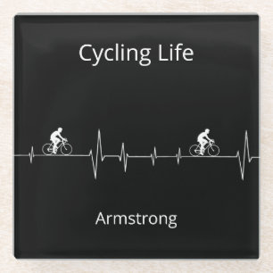 Cycling Life, Heartbeat customisable Glass Coaster