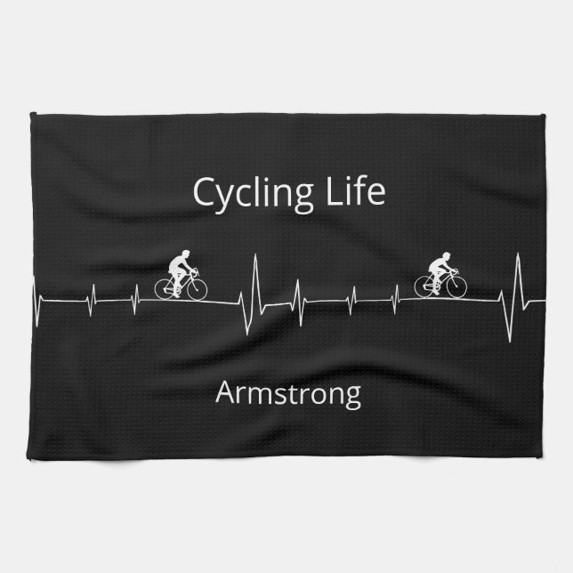 Cycling Life, Heartbeat customisable Tea Towel (Horizontal)
