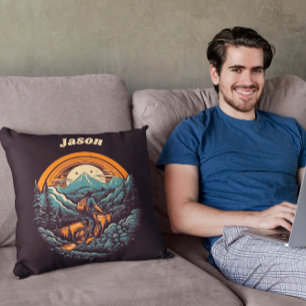 Cycling Life, retro customisable Cushion