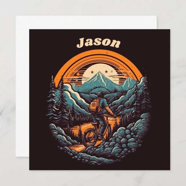 Cycling Life, retro customisable Invitation (Front/Back)