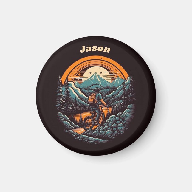 Cycling Life, retro customisable Magnet (Front)