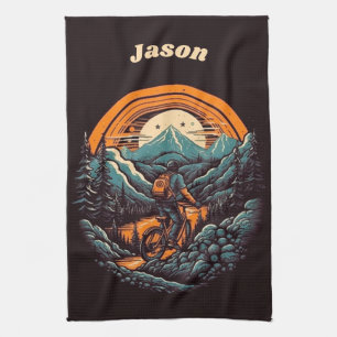 Cycling Life, retro customisable Tea Towel