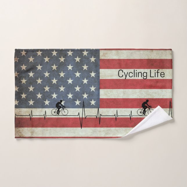 Cycling Life, Stars and Stripes Hand Towel (Hand Towel)