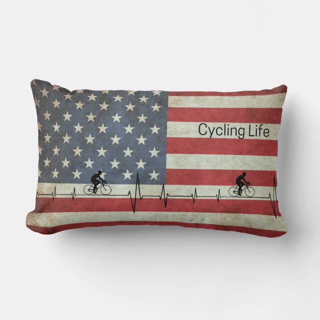 Cycling Life, Stars and Stripes  Lumbar Cushion (Front)