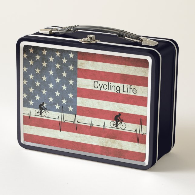 Cycling Life, Stars and Stripes  Metal Lunch Box (Front)