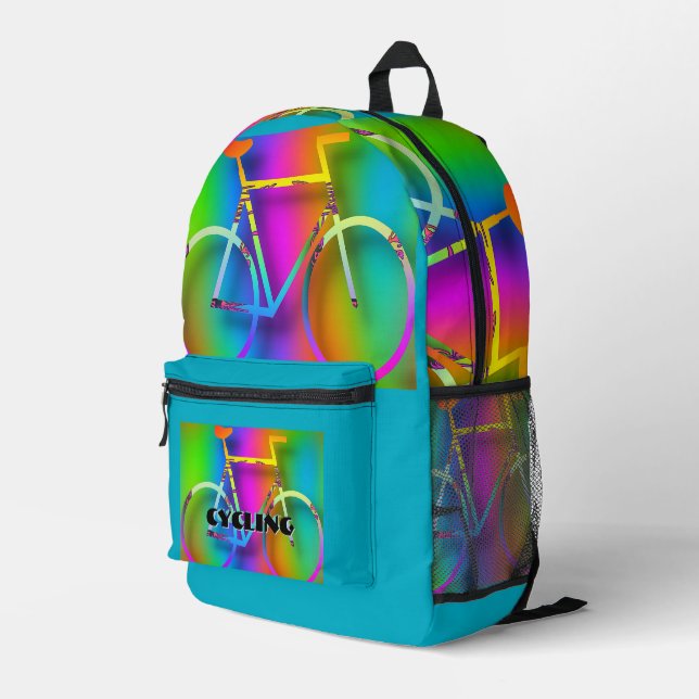 Cycling Logo Printed Backpack (Back Corner Right)