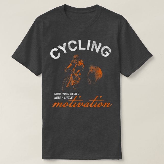 Cycling Motivation Funny Bear Road Bike  T-Shirt (Design Front)