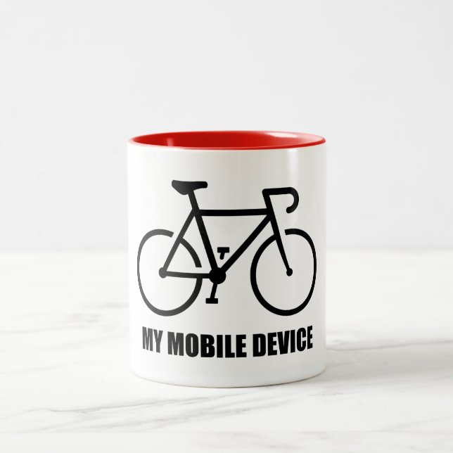Cycling, My Mobile Device Two-Tone Coffee Mug (Center)
