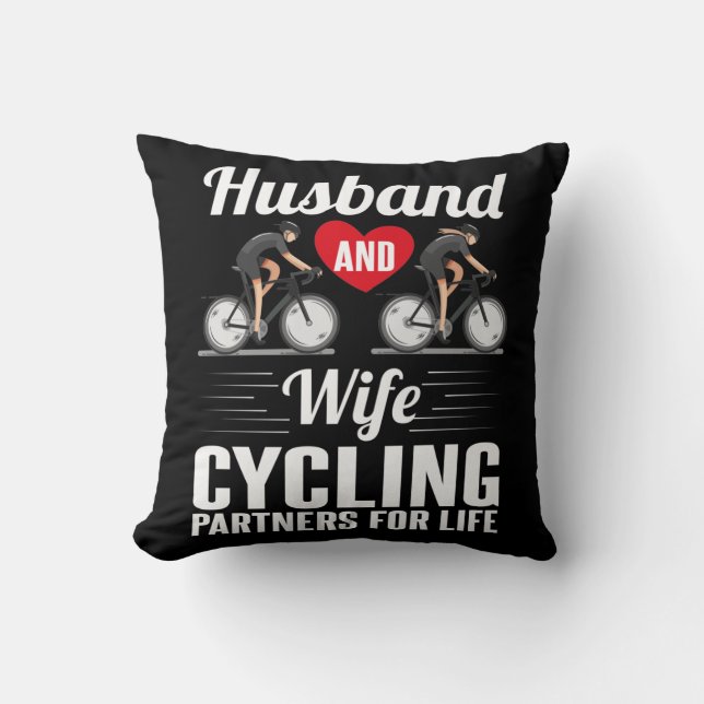 Cycling Partner Husband Wife Couple Biking Love Cushion (Front)