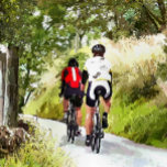 CYCLING PLAQUE<br><div class="desc">Two road racing cyclists enjoying the country lanes of Wales. Watercolor.</div>