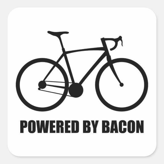 Cycling Powered By Bacon Square Sticker (Front)