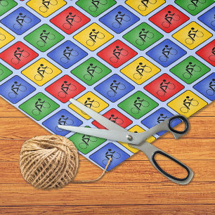 Cycling primary colours sports patterned tissue paper