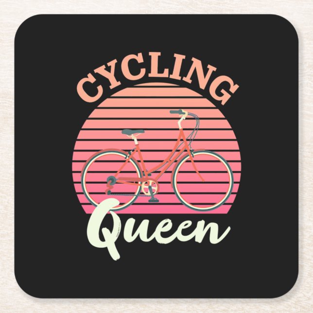 Cycling Queen Square Paper Coaster (Front)