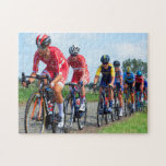 Cycling Race in Tour de France Jigsaw Puzzle<br><div class="desc">Cycling Race in Tour de France │ Two athletic cyclists taking the lead in tour de France cycling race.</div>