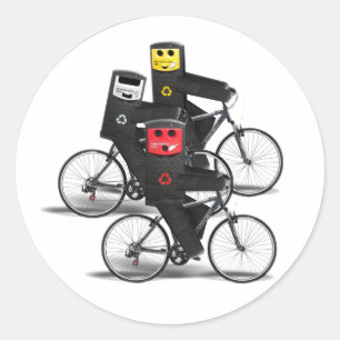 Cycling Recycle Bins Classic Round Sticker