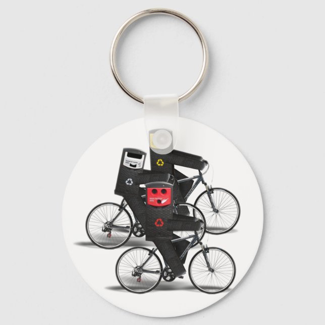 Cycling Recycle Bins Key Ring (Front)