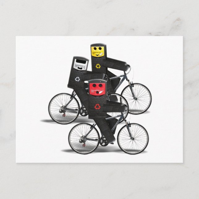 Cycling Recycle Bins Postcard (Front)