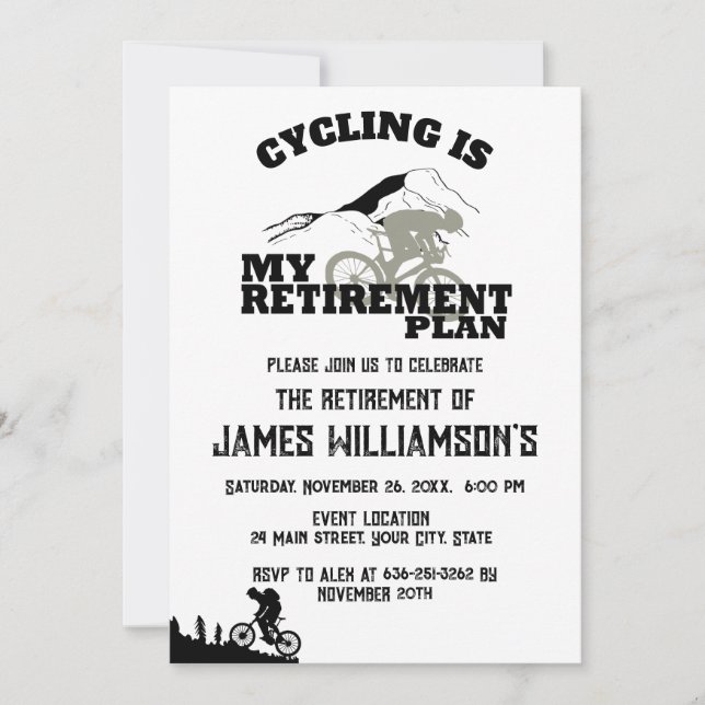 Cycling retired retirement party invitation (Front)