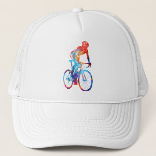 Cycling Road Bicycle Watercolor Painting Trucker Hat
