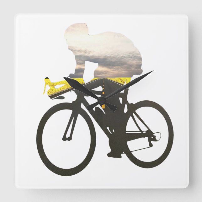 Cycling road cyclists 01 square wall clock (Front)