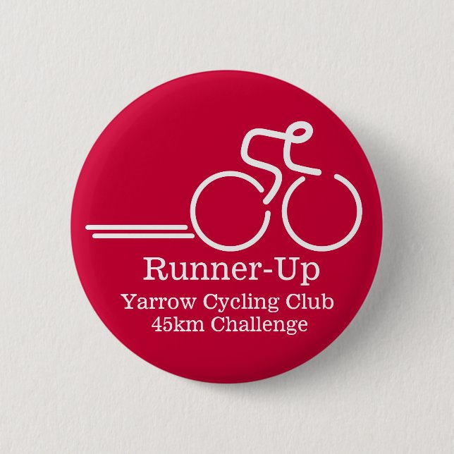 Cycling runner competition button badge red white (Front)