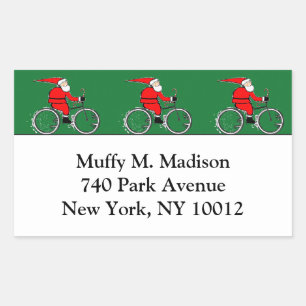 Cycling Santa Claus Rectangular Sticker