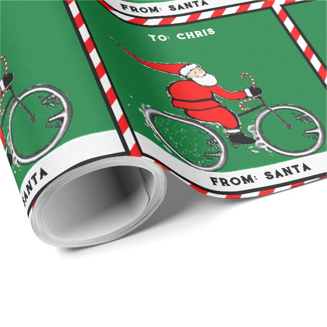 Cycling Santa Cyclist Wrapping Paper (Roll Corner)