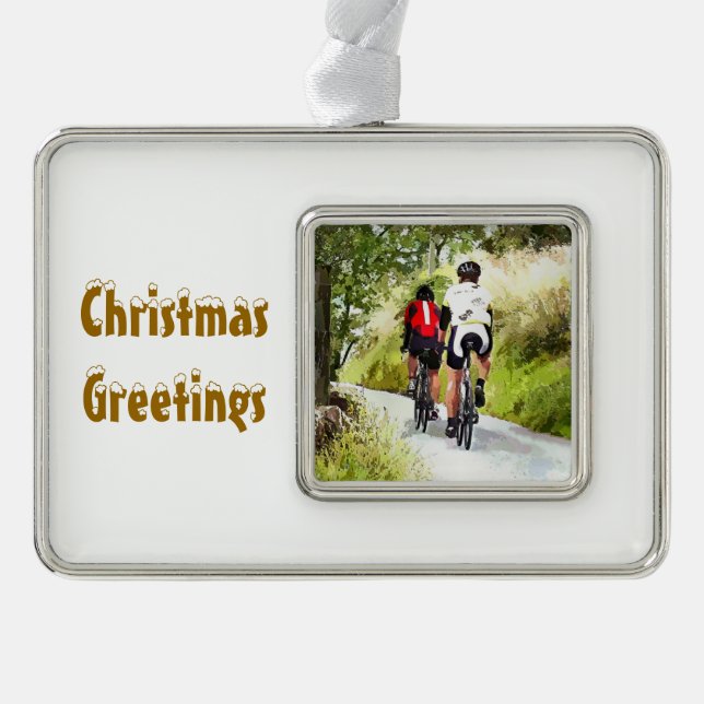 CYCLING SILVER PLATED FRAMED ORNAMENT (Front)