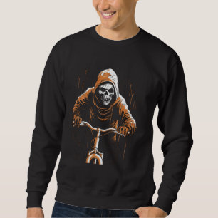 Cycling Skull Grim Reaper Bicycle Spooky Halloween Sweatshirt