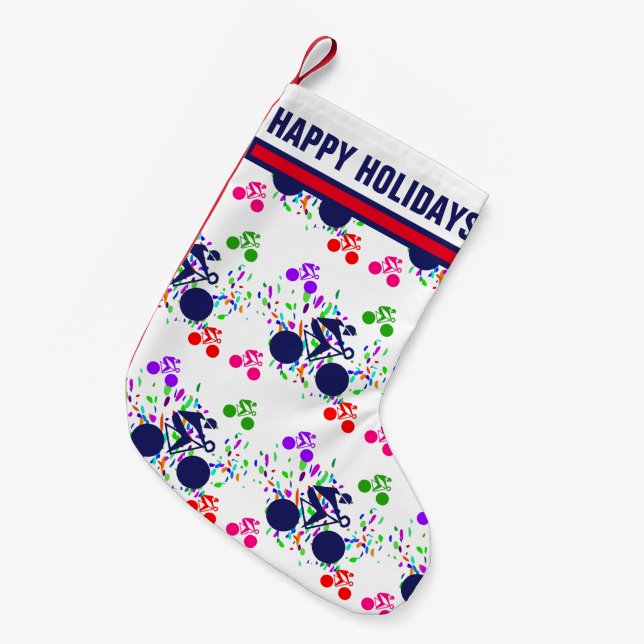 Cycling   small christmas stocking (Front (Hanging))