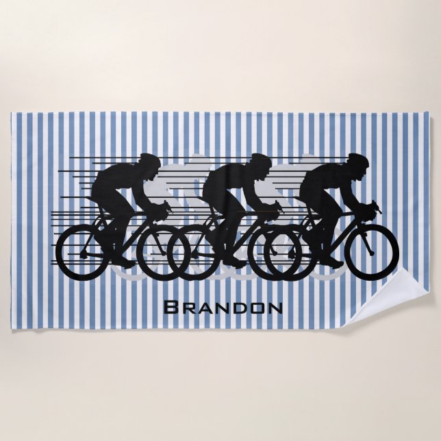 Cycling Stripes Design Beach Towel (Front)