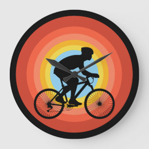 CYCLING SUNSET VINTAGE LARGE CLOCK