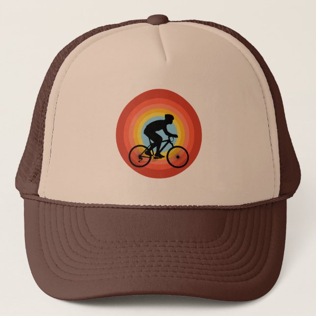 CYCLING SUNSET VINTAGE  TRUCKER HAT (Front)