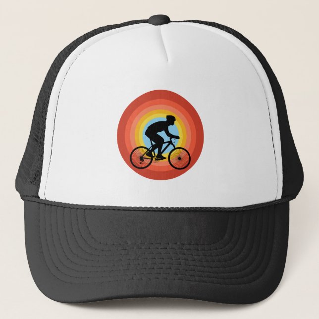 CYCLING SUNSET VINTAGE  TRUCKER HAT (Front)