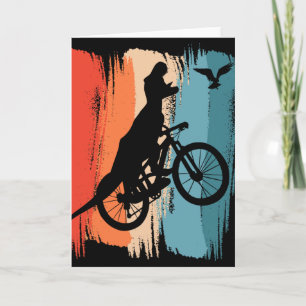Cycling T-rex Dinosaur Mountain Biking Dino Riding Card
