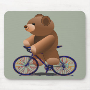 Cycling Teddy Bear Print Mouse Pad
