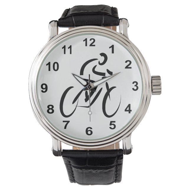 Cycling Themed Bicycle Design Cyclist Watch (Front)