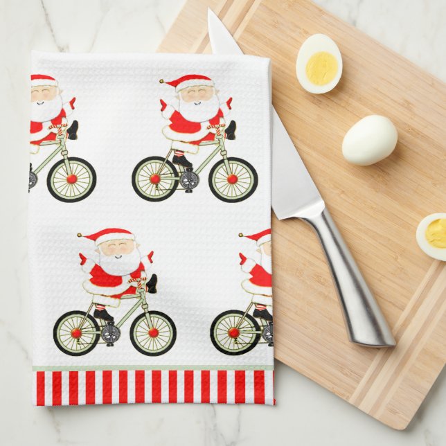 Cycling-themed Christmas Tea Towel (Quarter Fold)